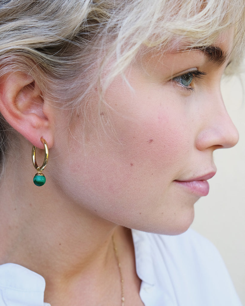 A&C Oslo Earrings with Malachite Pendant- gold