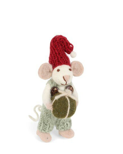 Gry & Sif Small White Mouse with Light Green Pants & Present