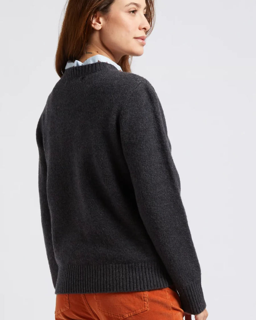 Nice Things  Embroidered Sweater - grey