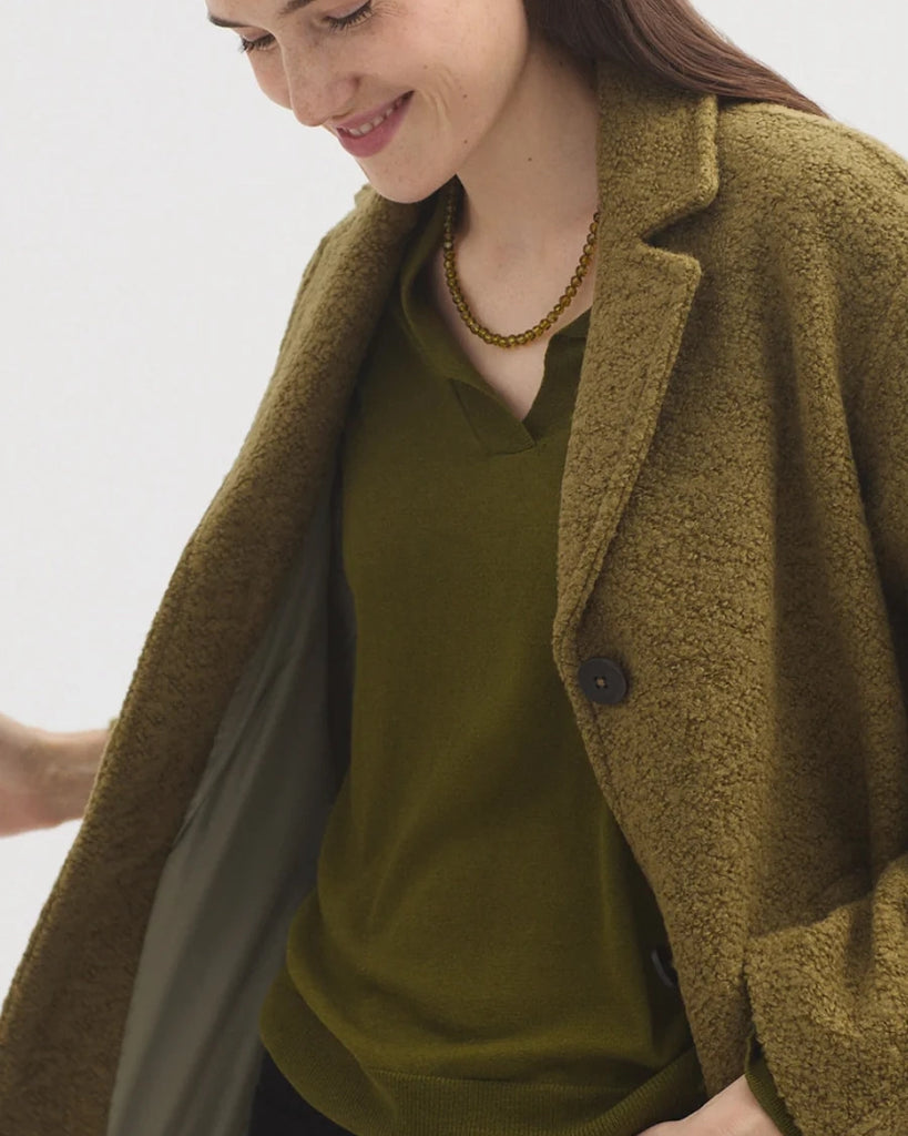 Nice Things Boucle Coat - Khaki