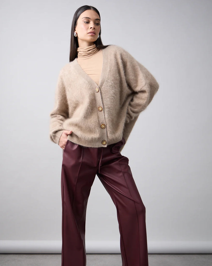 Mia Fratino Mae Cardi Brushed Cashmere- Biscuit