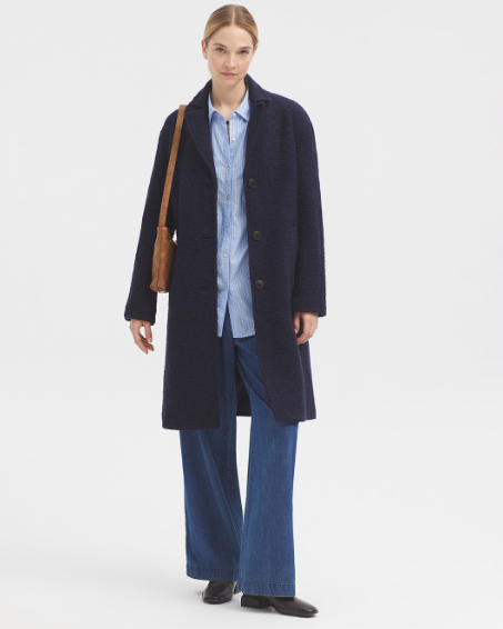 Nice Things Oversize Cotton Shirt - blue stripe