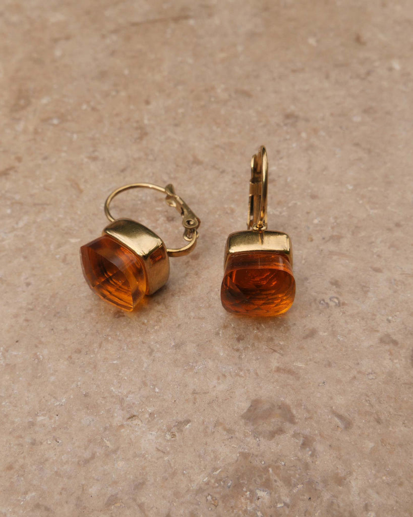 A&C Oslo Steel Glass Earrings - Topaz