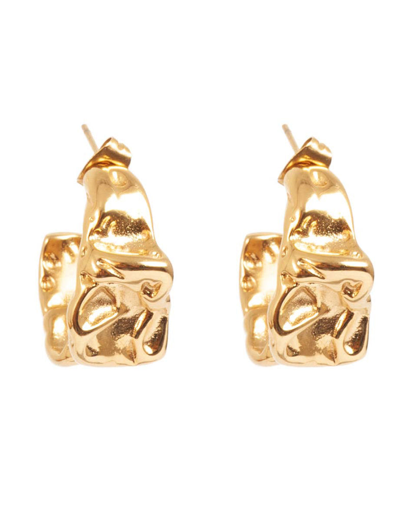 A&C Oslo Raw Steel Hoop Earrings- gold