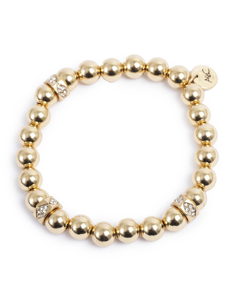 A&C Oslo Signature Bracelet with Balls and Crystals- gold