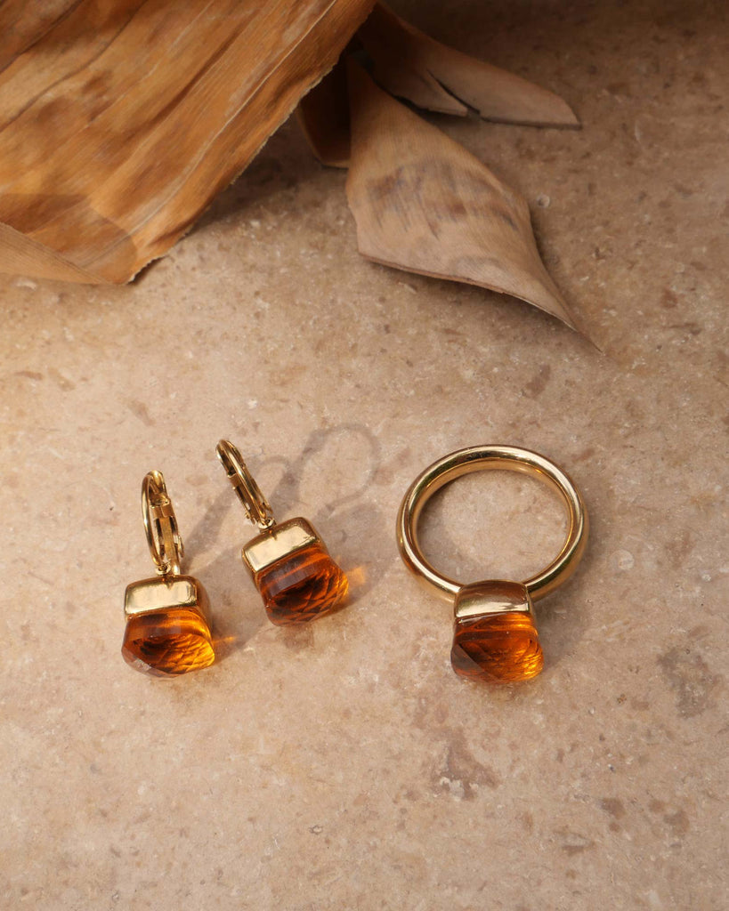 A&C Oslo Steel Glass Earrings - Topaz